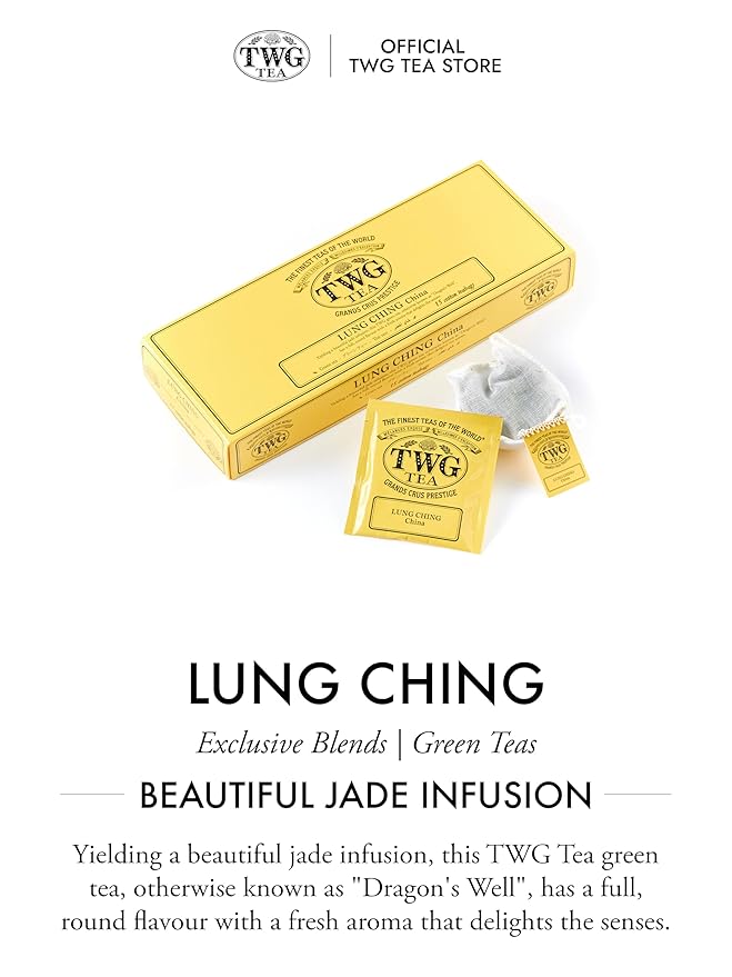 TWG Tea | Lung Ching | Green Tea | Aromatic Jade Infusion | 15 Hand Sewn Cotton Teabags | Gift Set - Bloomnest