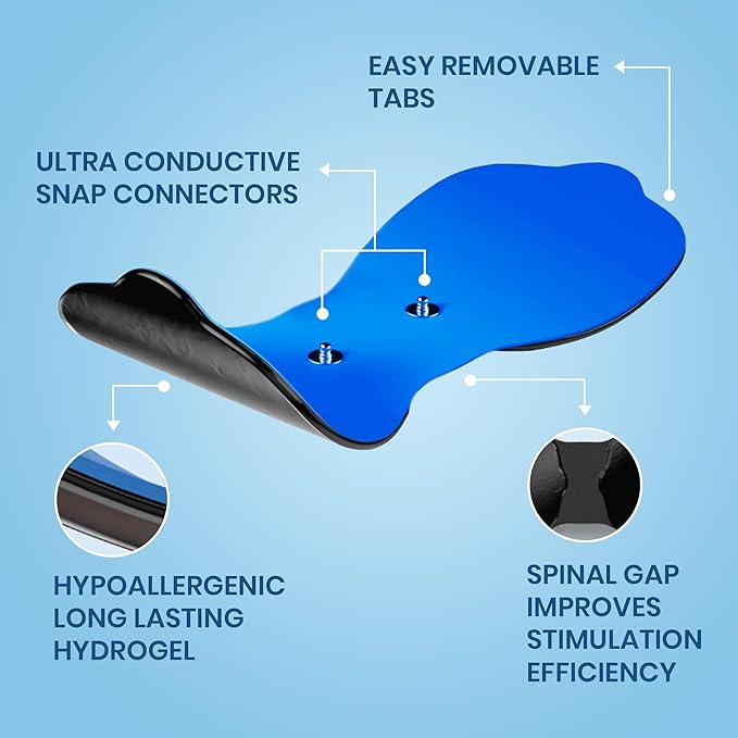 NeuroMD 2-Pack Combo Replacement TENS Unit Electrode Pads for Wireless Muscle Stimulator & Pain Relief - Reusable 30 Times | Snap-On Connector | Compatible with Whole Body Corrective Therapy Device - Bloomnest