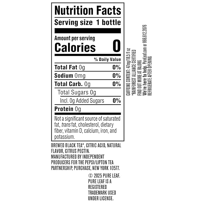 Pure Leaf Iced Tea, Unsweetened Lemon, Real Brewed Tea, Zero Sugar & Zero Calories, 18.5 Fl Oz Bottles (Pack of 12) - Bloomnest