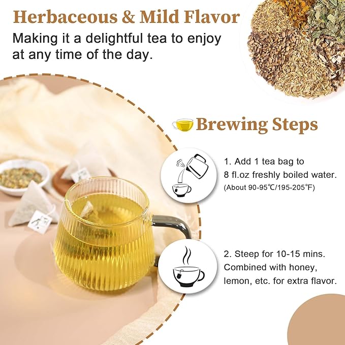 FullChea - Detox Tea Bags, 50 Teabags Liver Detox Tea, With Milk Thistle Seed, Dandelion Root, Licorice Root, Fennel, Turmeric, Peppermint - Liver Cleansing and Support - Bloomnest