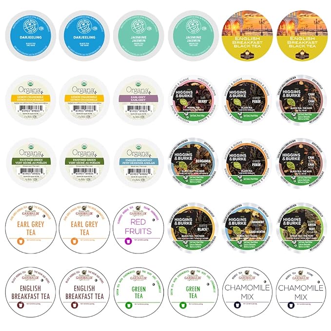 Assorted Tea Variety Pack Including Green Tea, Black, Earl Grey & Herbal Tea, Single Serve Pods for Keurig K Cups Machines, 30 Count - Bloomnest