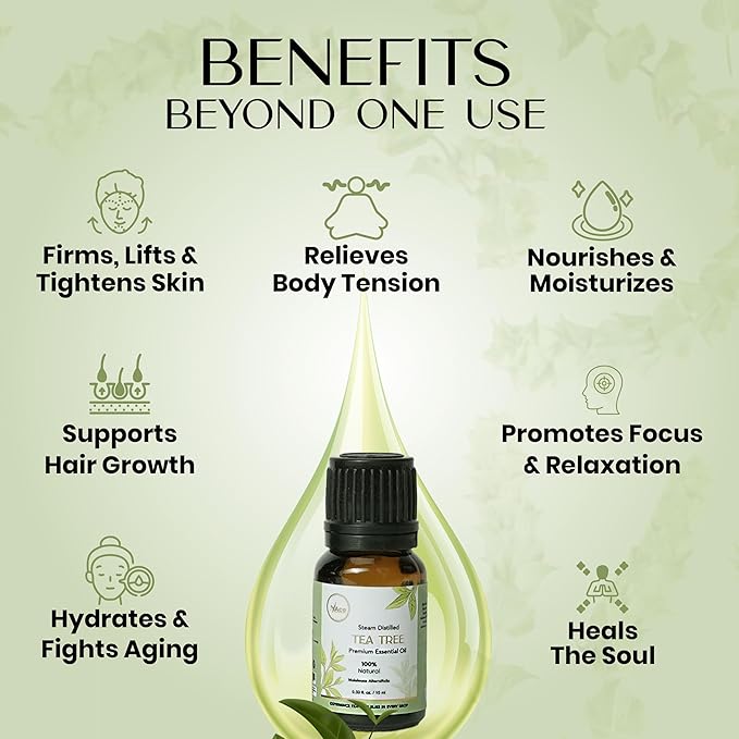 My Ace Tea Tree Essential Oil – 100% Pure & Natural, Premium Therapeutic Grade Oil for Face, Skin, Hair, Scalp, Diffuser & Aromatherapy – 0.33 fl oz with Dropper MyAce