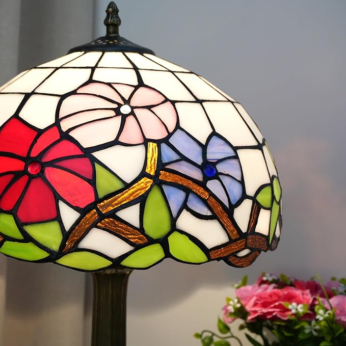 Tiffany Lamp Stained Glass lamp Bedside Table Lamps for Living Room Bedroom Dorm Kitchen Home Decor Festival Birthday Gift,12 inches Morning Glory - Bloomnest