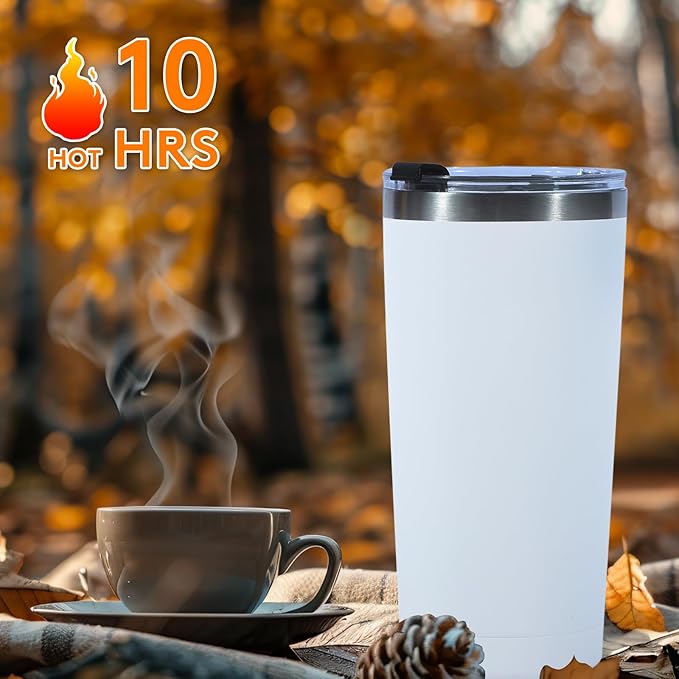Dongni 20oz Tumbler Bulk Stainless Steel Vacuum Insulated Tumblers with Lid Double Wall Travel Mug Powder Coated Coffee Cup, Suitable for Ice Drinks and Hot Beverage（White 16 pack） - Bloomnest
