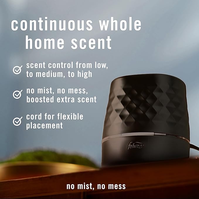 Febreze Plug Scent Booster in Black, Continuous Scent Device Oil Diffuser, Compatible with Febreze Air Freshener Plug in Refills - Bloomnest