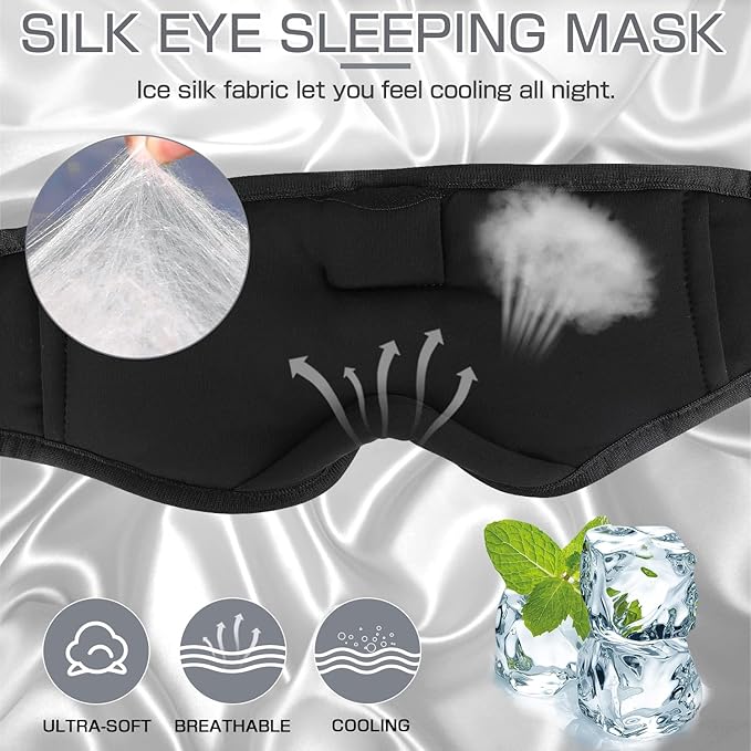 LC-dolida Sleep Headphones, Sleep Mask Bluetooth Wireless Music Eye Mask, Sleeping Headphones for Side Sleepers Sleep Mask with Bluetooth Headphones Ultra-Thin Stereo Speakers Perfect for Sleeping - Bloomnest
