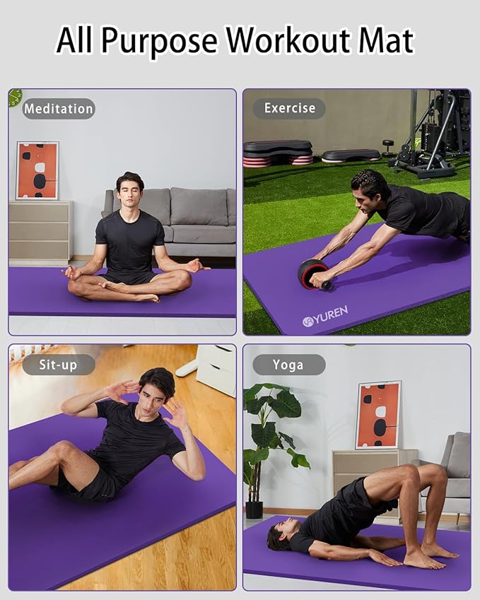 Yoga Mat Thick Wide Yoga Mats for Women Men Large Exercise Mat 78"x35" 1/2 Inch Workout Mat for Home Gym, with Carrying Yoga Bag