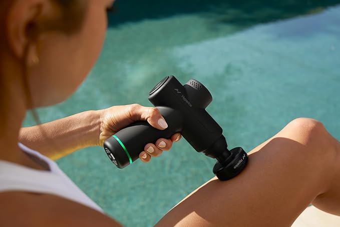 Hyperice Hypervolt Go 2 - Black - Featuring Quiet Glide Technology - Handheld Percussion Massage Gun - 3 Speeds, 2 Interchangeable Heads - Helps Relieve Sore Muscles and Stiffness - FSA-HSA Eligible - Bloomnest