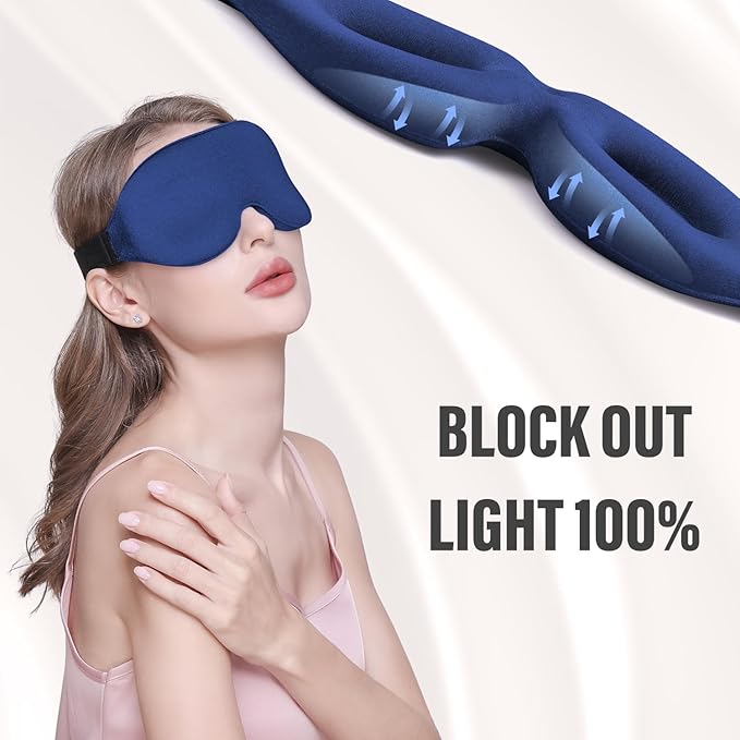 YIVIEW Sleep Mask for Side Sleeper, Complete Light Blocking 3D Pink Sleeping Eye Mask, Soft Breathable Eye Cover for Women Men, Relaxing Zero Pressure Night Blindfold - Bloomnest