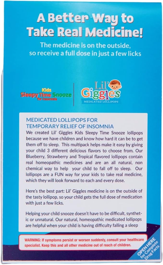 Lil Giggles Medicated Lollipops for Sleeplessness - Gentle Relief for Kids - Support a Healthy Sleep and Awake Cycle - Homeopathic Remedy Children's Love - Strawberry (12CT) - Bloomnest