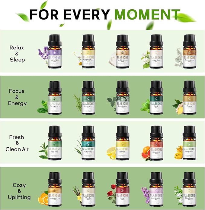 Essential Oils for Diffusers for Home – 20-Pack Essential Oil Set for Sleep & Refreshing Scents – Premium Aromatherapy Diffuser Oils Scents for Home in Wooden Gift Box, Best Gift for Any Occasion - Bloomnest