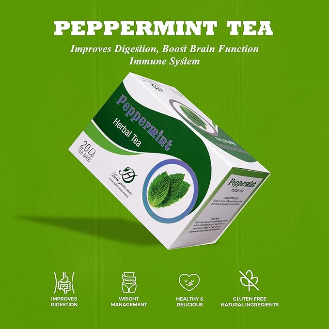 HERBOGANIC Peppermint Herbal Tea - Digestion Support and Immune Boost | Refreshing and Delicious Blend | Natural Ingredients | 20 Tea Bags - Bloomnest