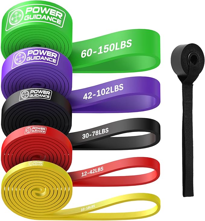 POWER GUIDANCE Resistance Bands, Set of 5 Pull Up Bands, Pull Up Assistance Bands, Exercise Bands, Resistance Bands Set for Legs, Working Out, Muscle Training, Physical Therapy, Shape Body - Bloomnest