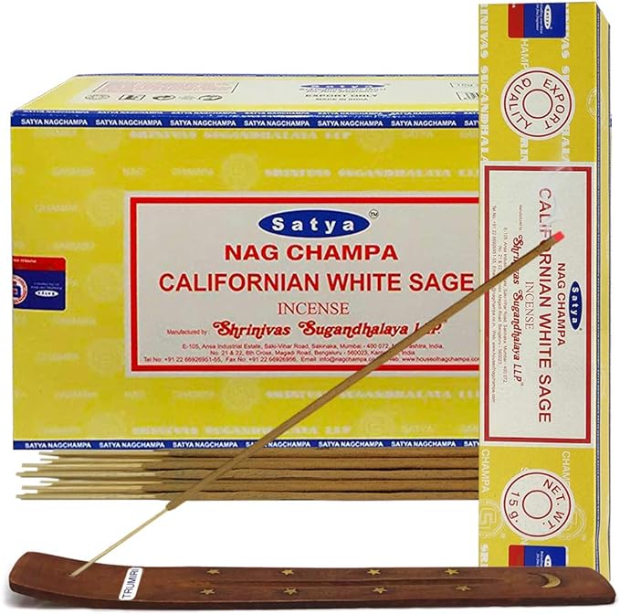 California White Sage Incense Sticks and Incense Stick Holder Bundle Insence Insense Satya - Bloomnest