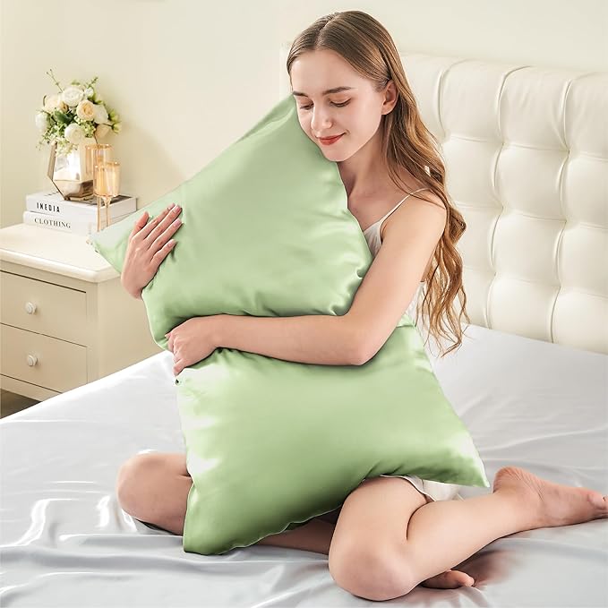 INFIIXSO Mulberry Silk Pillowcase for Hair and Skin, Silk Pillow Cases Queen Size with Hidden Zipper 20"x30", Extraordinary Smooth and Soft Cooling Pillow Cases for Hot Sleepers(Sage Green, 1 Pack) - Bloomnest