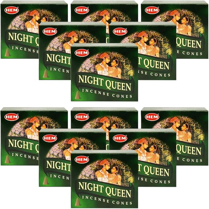 TRUMIRI Night Queen Incense Cone Bundle with Holder - 120 Cones (12 Packets of 10) TRUMIRI