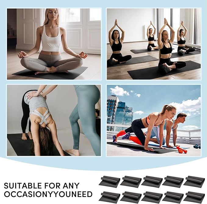 10 Pack Yoga Mats Bulk, 68'' x 24'' x 4mm Thick Black Yoga Mats for Kids and Adults, Anti-Slip Tear-Resistant Exercise Mat for Fitness Stretching Home Workout Gym and Studio - Bloomnest