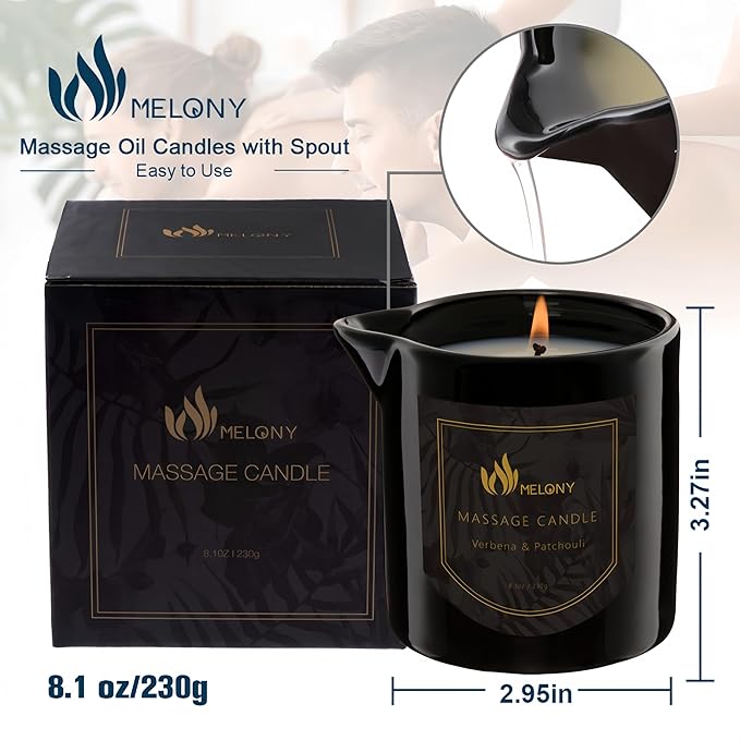 MELONY Massage Oil Candle for Pure Relaxation- 8.1 oz- Moisturizing Essential Oil Body Massage Candle for Home Spa- Amazing Gift for Women & Men (Myrrh) - Bloomnest