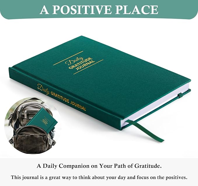 Gratitude Journal with 4 Inspirational Stickers: Undated Daily Gratitude Journal for Women and Men - More Happiness, Affirmation, and Mindfulness in A Few Minutes with Prompts & Quotes (Green) - Bloomnest