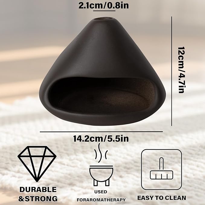Palo Santo Holder Incense Burner-Zongzi Clay Smudge Bowl with Chimney, Mini Ceramic Fireplace for sage、Cone Burning, Aromatic Home Decor, Ceramic ash Tray, Anxiety Relief Meditation for Women MOUGIGI