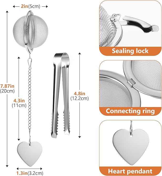 Tea Infuser for Loose Leaf Tea 2 Pack – 2" 304 Stainless Steel Tea Strainer Ball with Bonus Tea Scoop Clip – Extra Fine Mesh, Rustproof, Easy to Clean – DIKSEFN - Bloomnest