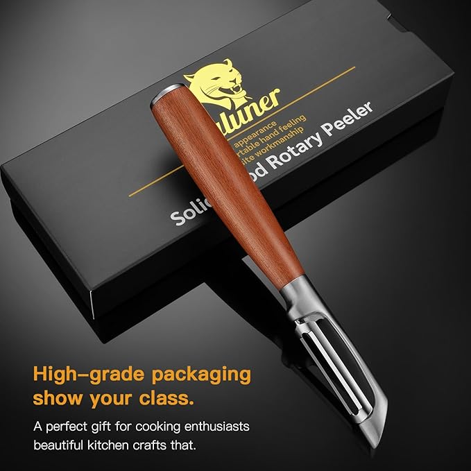 Premium I Type 304 Stainless Steel Multifunctional Kitchen Peeler Real Wood Handle Ultra Sharp Blade Vegetable Potato Apple(Aosuan) - Bloomnest