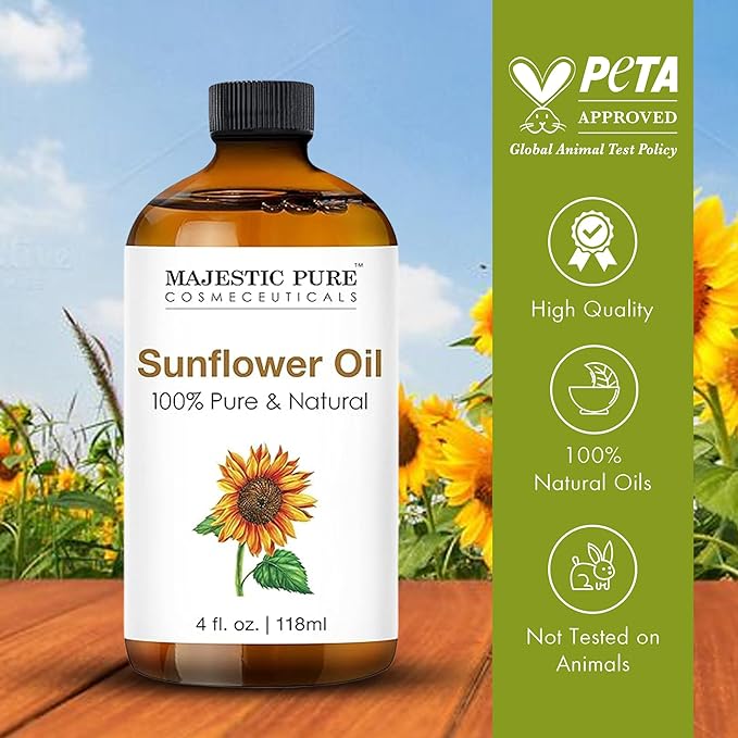 Majestic Pure Sunflower Essential Oil with Glass Dropper - Huge 4 Fl Oz - 100% Pure and Natural Black Pepper Oil - Premium Grade Essential Oils for Diffuser, Aromatherapy, Soap and Candle Making - Bloomnest