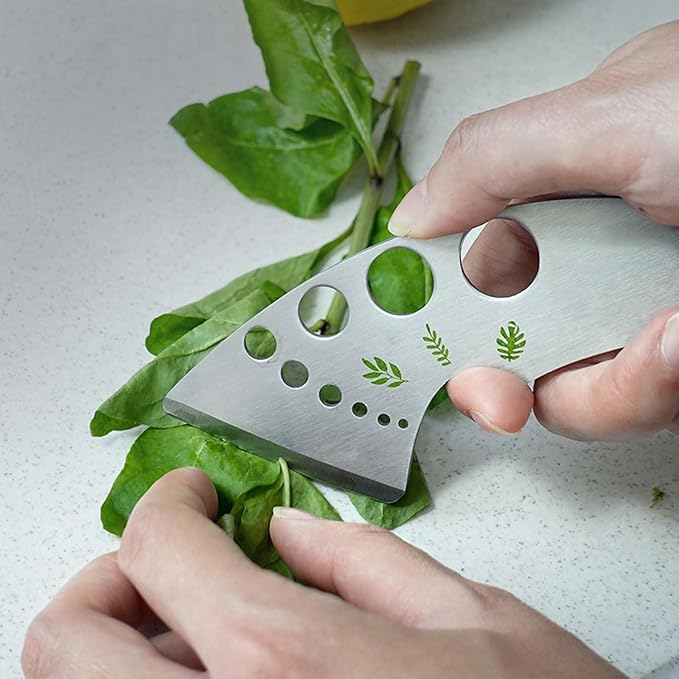 Professional 430 Stainless Steel Herb Leaf Stripper with Multi-Size Holes & Precision Blade - Kitchen Essentials for Parsley, Cilantro and Leafy Greens - Bloomnest