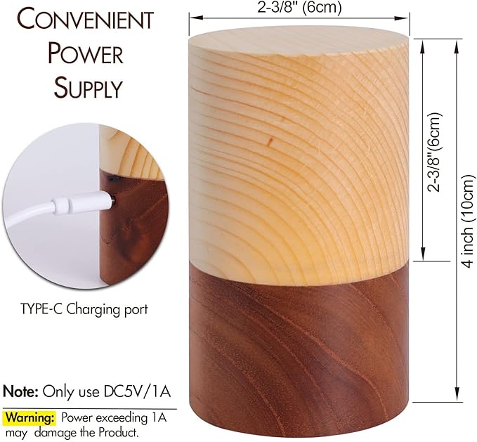 LED Wood Lamp Portable Touch Sensor-Controlled Night Lamps with Adjustable 3-Level Brightness Warm Light for Bedside/Candle-lit Dinner/Coffee Shops and Bars/Courtyard/Camping - Bloomnest