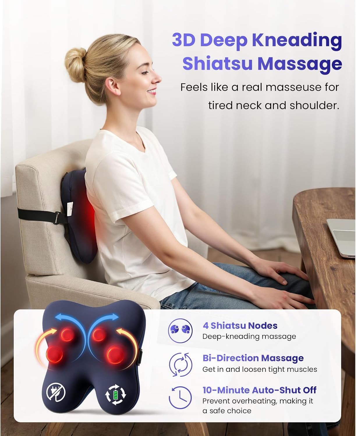 BOB AND BRAD Cordless Back Massager with Heat FSA Eligible HSA Eligible, Shiatsu Neck Massager for Pain Relief Deep Tissue, 3D Kneading Massage Pillow for Pain Relief, Birthday Gifts for Women Men