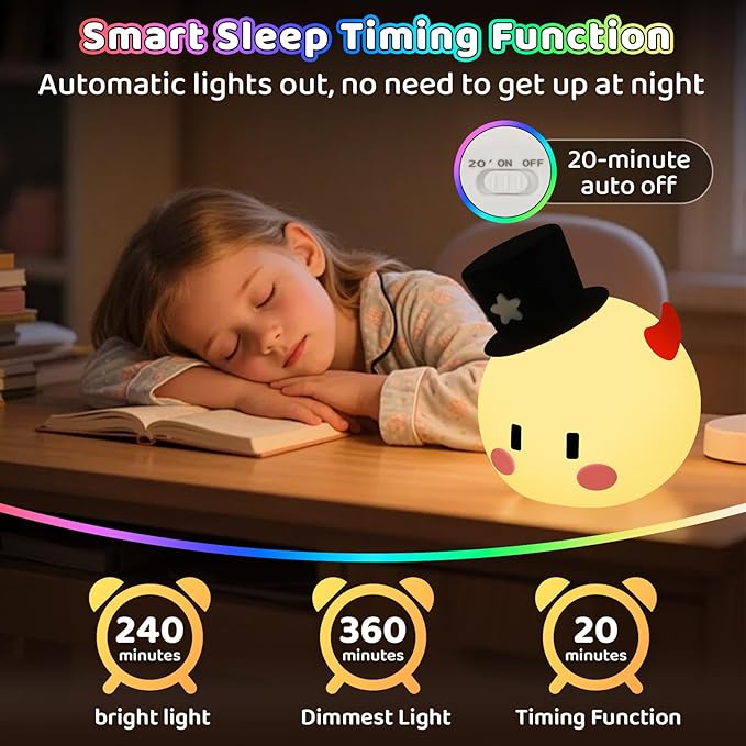 Monster Night Light for Kids, 8-Color Modes & Voice Controlled Light Lamps, Cute Soft Touch Silicone Portable Rechargeable Touch Nightlight for Breastfeeding, Bedroom Decor, Boys and Gifts for Girls - Bloomnest