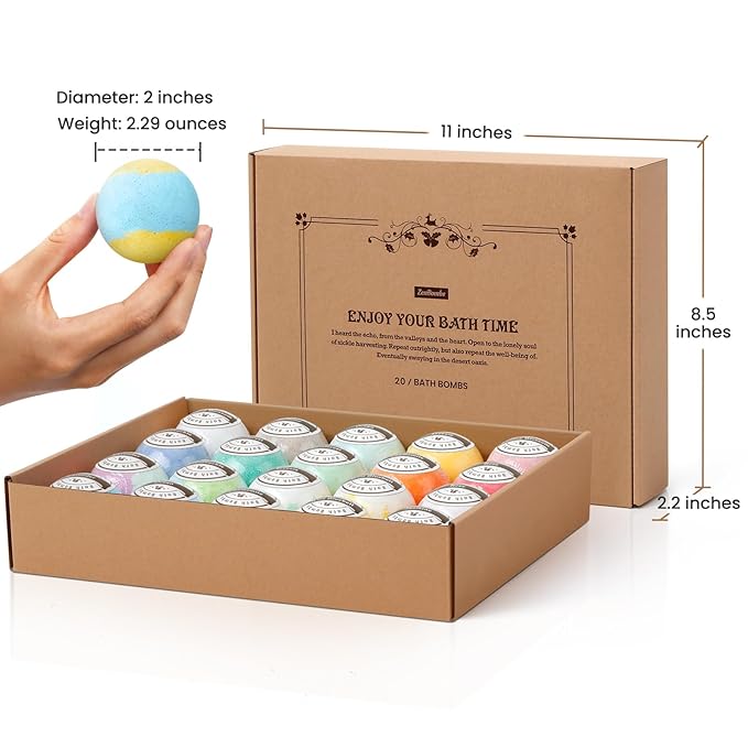 Bath Bombs Set, 20 pcs Natural Shea Butter & Safe Oil Bath Bomb for Skin Moisturizing, Handmade Bubble Bath & Fizzy, Ideal Presents for Women - Bloomnest