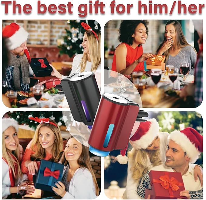 Smart Car Air Freshener,3 Levels Adjustable Strength, Rechargeable Aroma Diffuser, Built-in 220mAh, with 10pcs Aromatherapy Oil, Valentines Gifts for Women Men, Black & Red - Bloomnest