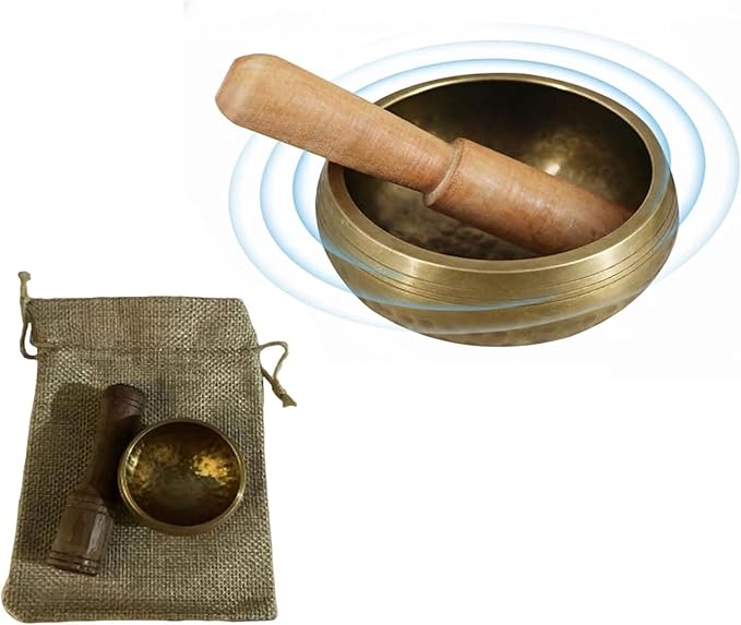 Hand-Hammered Mini Tibetan Singing Bowl Set for Meditation & Yoga - Small Himalayan Sound Bowl for Chakra Balancing, Mindfulness, Energy Healing - Perfect Healing Gift from Nepal Bloomnest