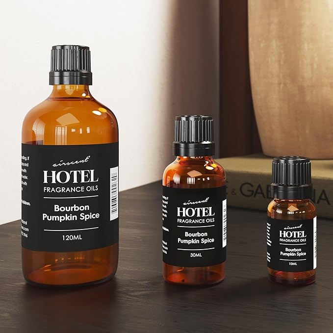 AirScent Bourbon Pumpkin Spice Holiday Diffuser Oil - Premium Holiday Fragrance Oil for Ultrasonic and Waterless Diffusers and Crafting - 30ml, 1 fl oz Glass Dropper Bottle - Bloomnest
