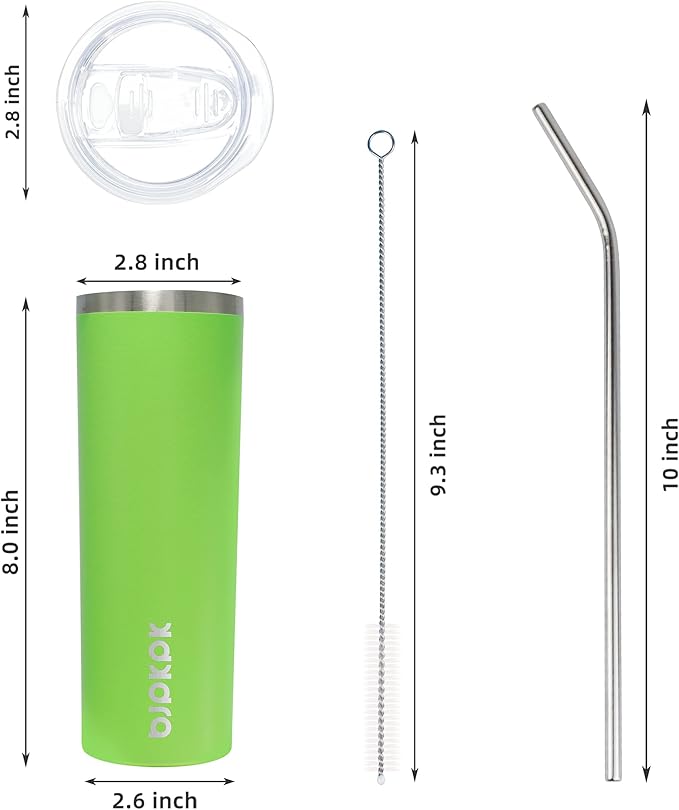 BJPKPK 20 oz Skinny Tumbler With Lid Insulated Travel Coffee Mug Stainless Steel Sublimation Water Tumblers Cup,Green - Bloomnest