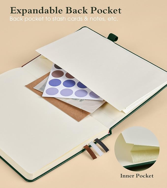 Lined Journal Notebook for Women Men, 160 Pages, A5 Hardcover Vintage Leather Journaling Notebooks for Work, School, Note Taking, Travel, Bible Study, Daily Diary for Writing 5.8"x8.5" (Green) - Bloomnest