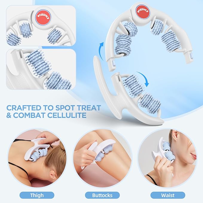 Cellulite Massage Tool Muscle Roller - Deep Fascia Massager & Dimpled Skin Remover for Legs, Thighs & Buttocks - Anti-Cellulite Roller, Smooth Skin, Pain Reliefs (Blue) - Bloomnest