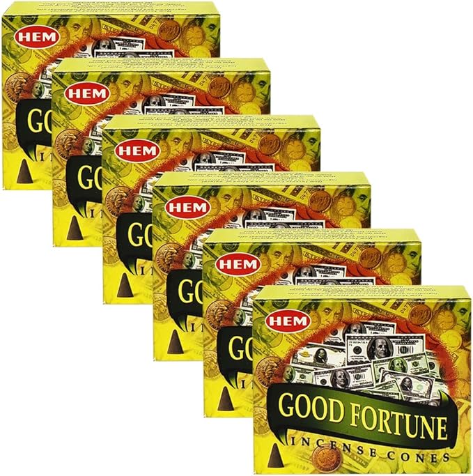 TRUMIRI Incense Cone Holder Bundle with Hem Good Fortune Incense Cones - Pack of 6 (Approx 60 Cones) TRUMIRI