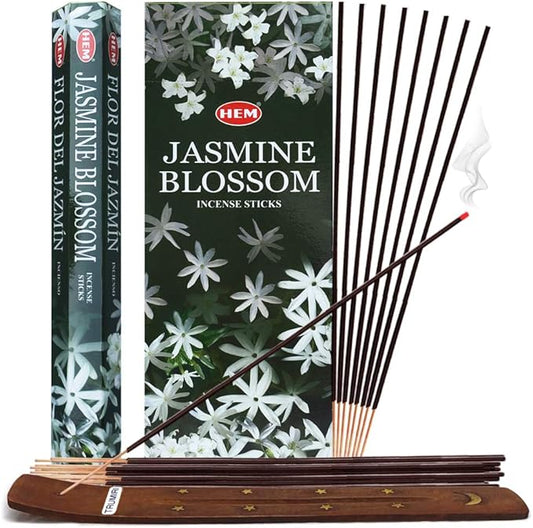 Jasmine Blossom Incense Sticks and Incense Stick Holder Bundle Insence Insense Hem Incense Sticks