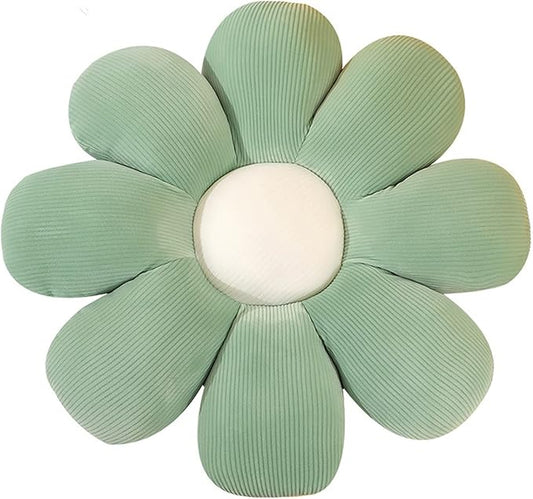Flower Pillow, Flower Shaped Throw Pillow Floor Pillow Soft Seating Cushion Room Decor Plush Pillow for Bedroom, Sofa, Bed, Reading (15 inch, Green) - Bloomnest