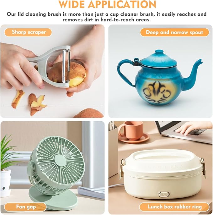 3 in 1 Cup Lid Cleaning Brush, Portable Cup Cleaner Brush, 2024 New Water Bottle Cleaner Brush, 3 in 1 Multifunctional Cleaning Brush for Home Kitchen Cleaning Tools（3PCS） NONENDU