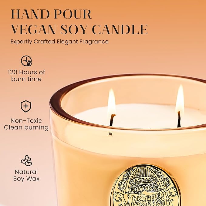 M&SENSE Large Two-Wick Soy Candle | Basil Ginger & Orange | 19.8 oz, 120H Burn Time | Luxury Scented Candle for Relaxation, Gifting, Home Décor | Ideal for Bedroom, Office, Party Ambiance - Bloomnest