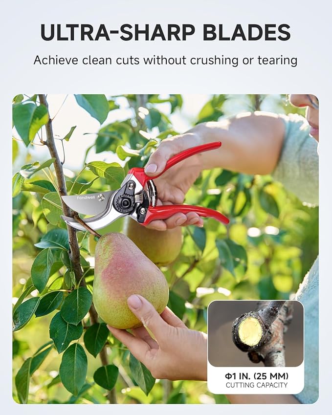 Fondwell 8.5" Bypass Pruning Shears for Gardening: Heavy Duty Garden Clippers Hand Pruners of High Cutting Efficiency - Bloomnest
