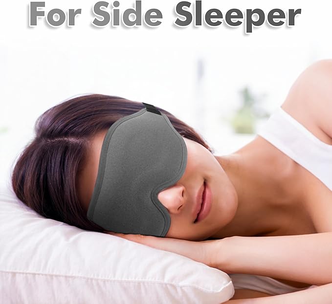 Sleep Eye Mask for Men Women, Lash Extensions 3D Sleeping Mask, Travel Blackout Night Blindfold Eye Shade Cover with Adjustable Strap (Grey-3D) - Bloomnest