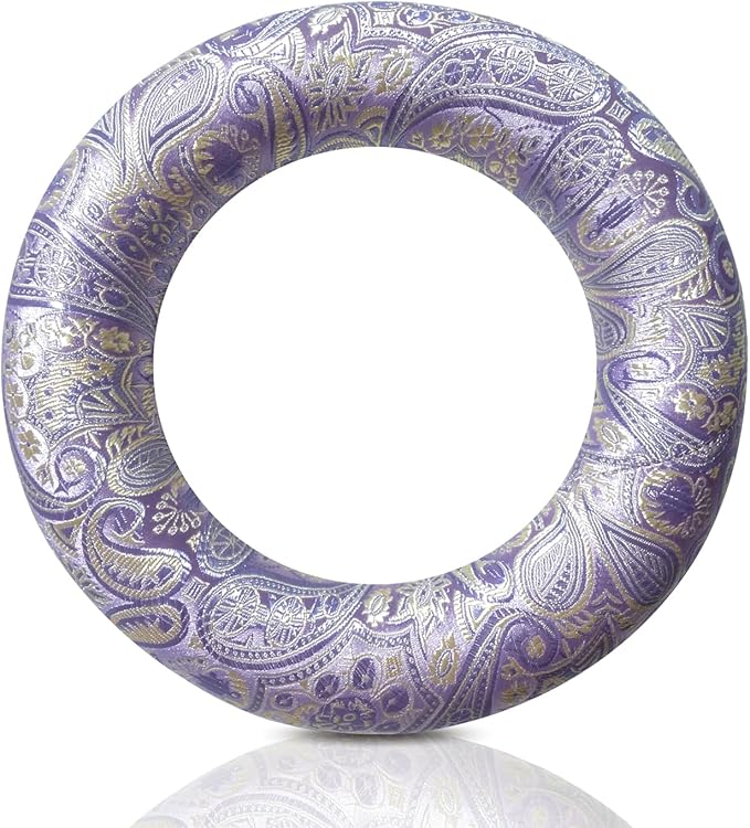 Singing Bowl Cushion for Tibetan Singing Bowls, Handmade Silk Brocade Round Cushion Pillow for Sound Healing and Crystal Sound Bowls Accessories(6.7 Inch,Violet) - Bloomnest