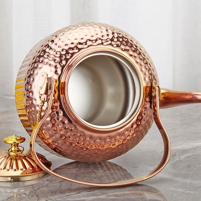 SANQIAHOME Antique 1.5L (50Oz) Stainless Steel Teapot with Infuser copper - Bloomnest
