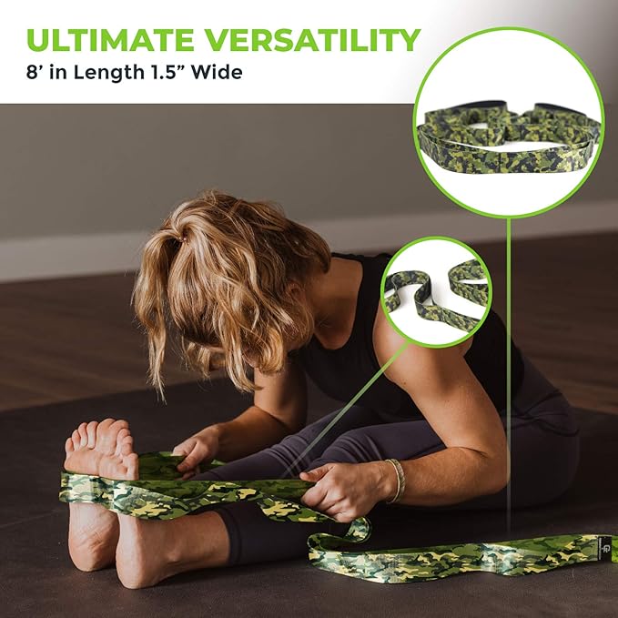 Gradient Fitness Stretching Strap for Physical Therapy, 12 Multi-Loop Stretch Strap 1.5" W x 8' L, Neoprene Handles, Physical Therapy Equipment, Yoga Straps for Stretching, Leg Stretcher. - Bloomnest