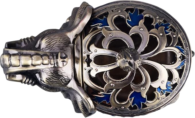 K COOL Metal Backflow Incense Holder Elephant Cone Incense Burner Candle Holder with Lid, Aromatherapy Ornament Home Office Decoration for Indoor Outdoor (Navy Blue) - Bloomnest