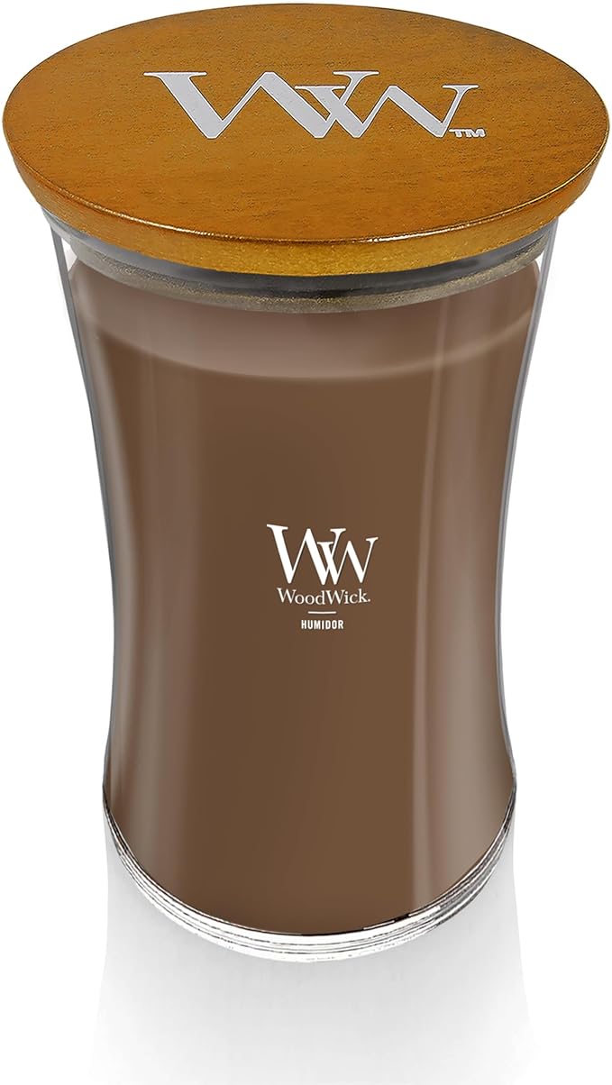 WoodWick Humidor Gifts for Women and Men, 21.5 oz Large Hourglass Candle with Crackling Wick - Bloomnest